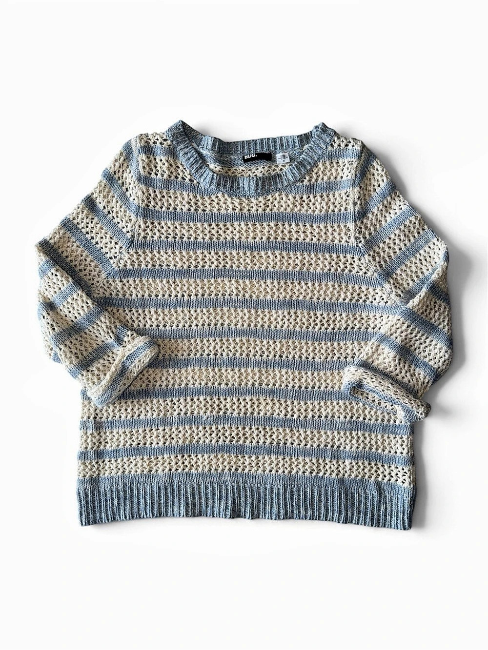 BDG. Striped Crewneck Sweater in Blue & Cream Size Small